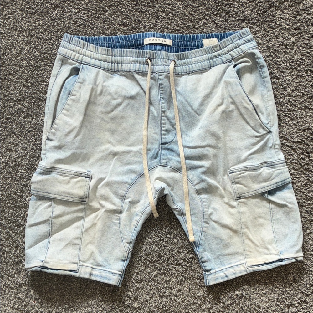 PacSun Light Wash Denim Cargo Sweatshorts